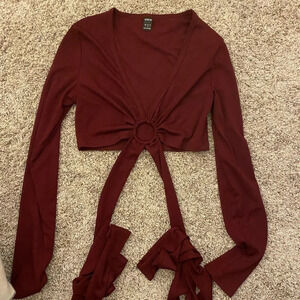 Maroon wrap crop top